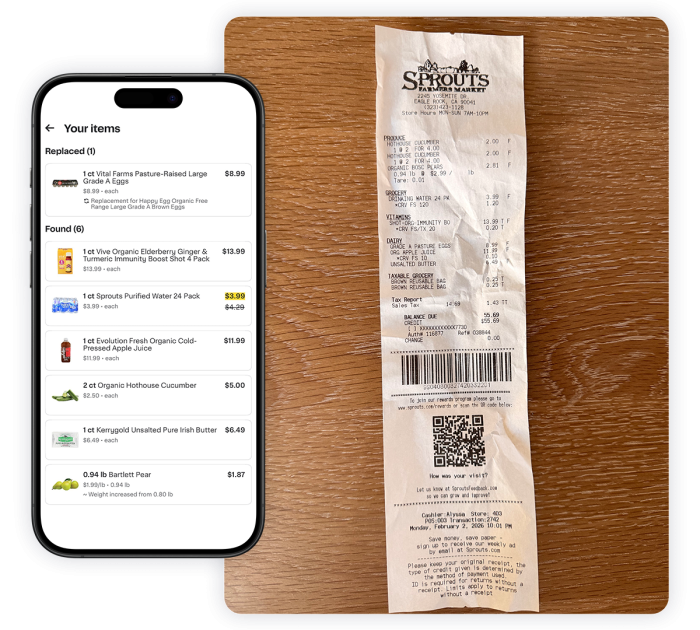 Sprouts order receipt
