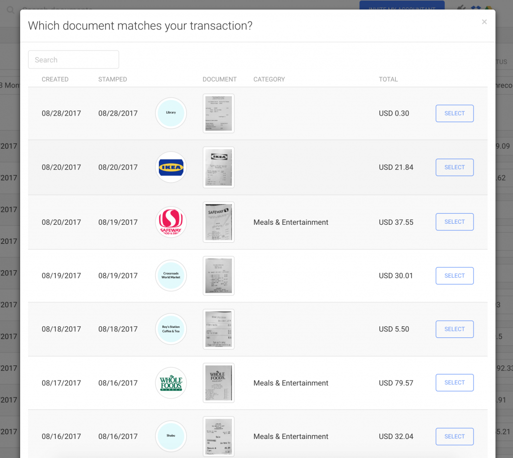 Bank Reconciliation Receipts Lookup/Search