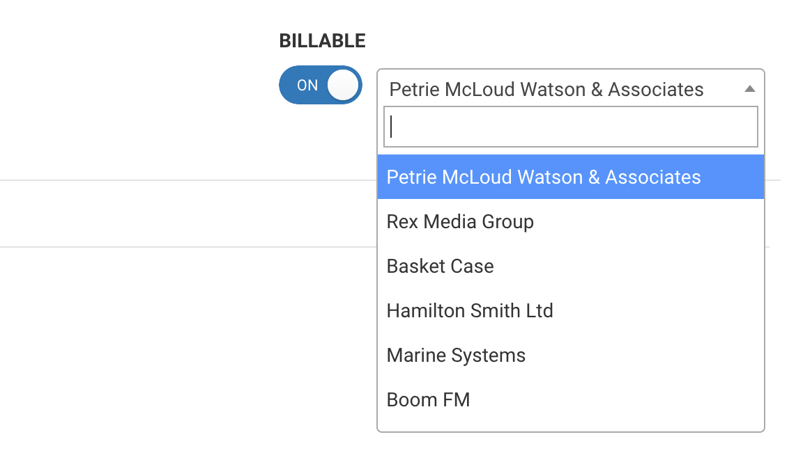 Select Billable to a Customer