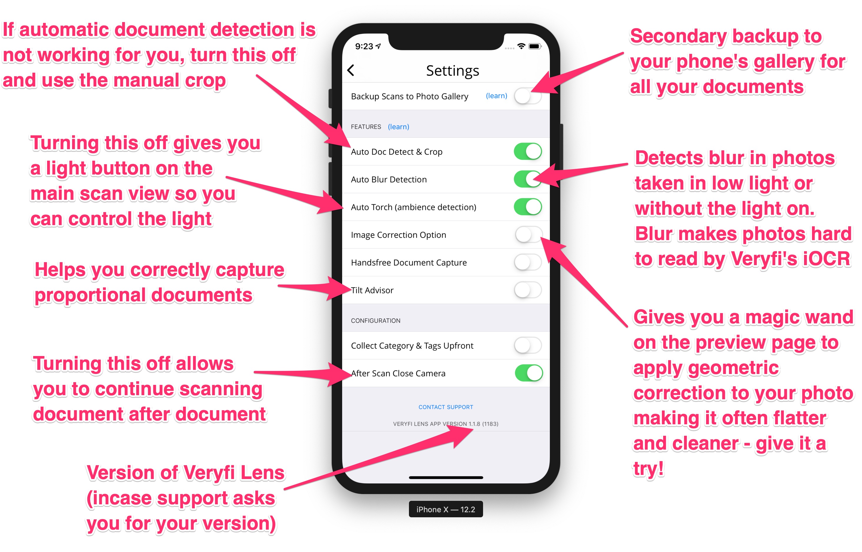 Veryfi Lens Settings