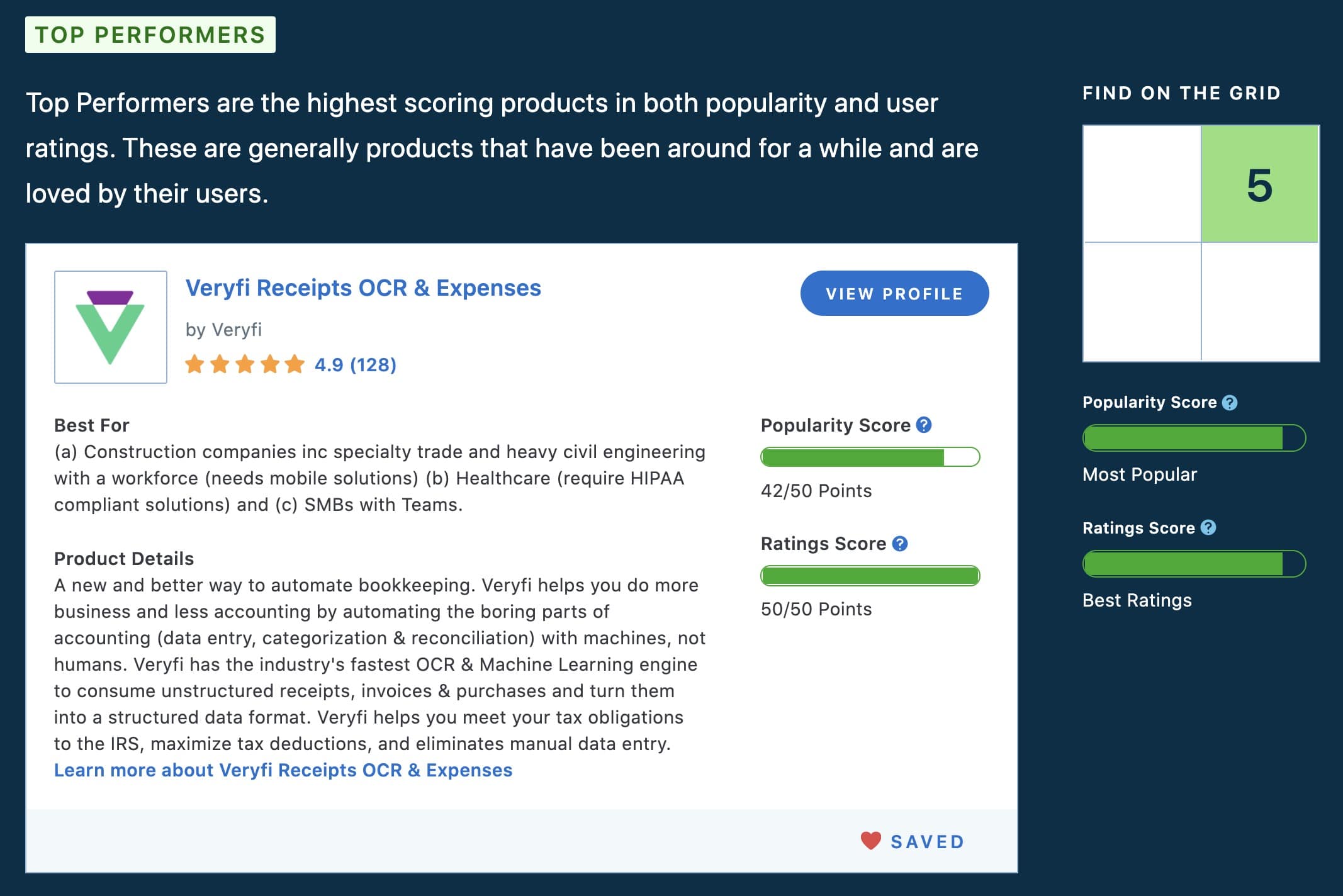 Veryfi Top Performer Rated by Capterra