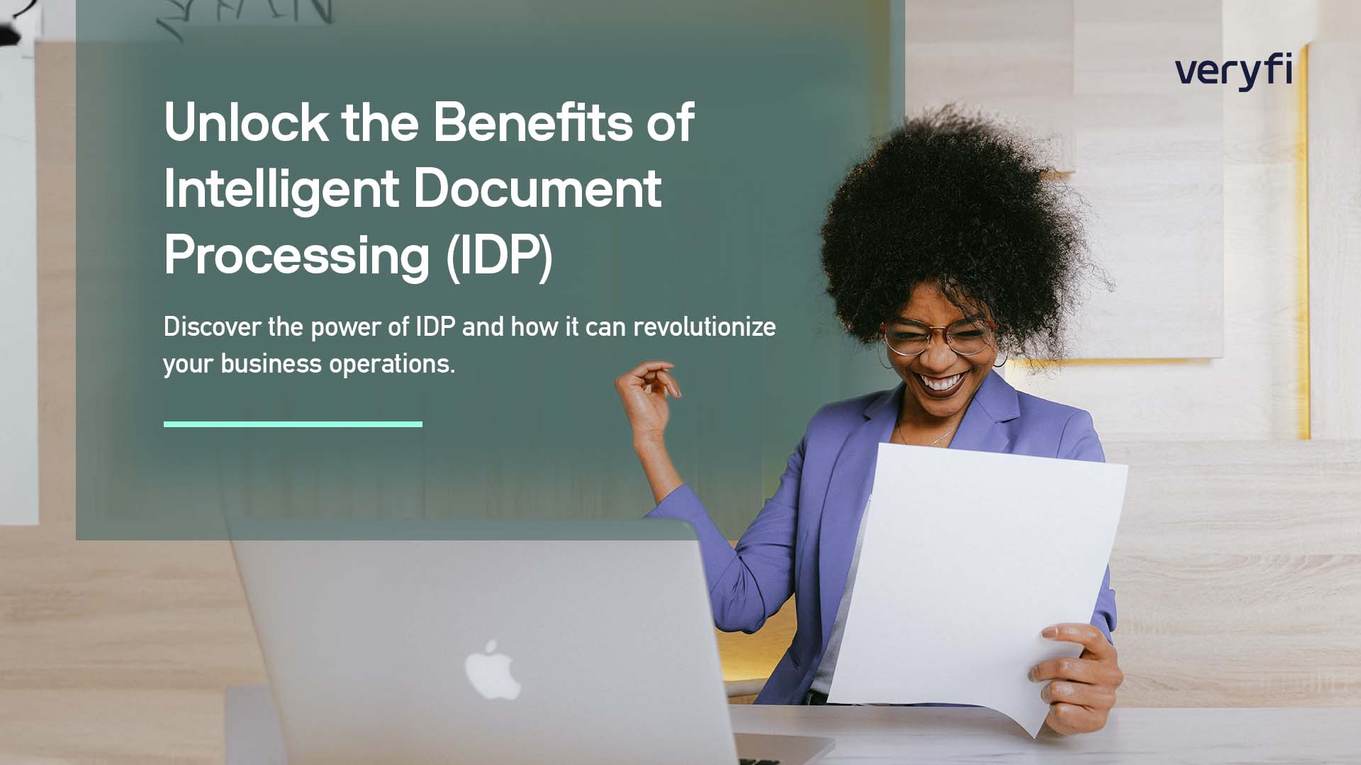 Intelligent Document Processing (IDP) creating a feeling of joy for an office worker liberated from the burden of manual data entry.
