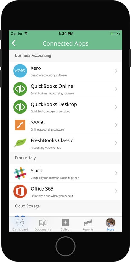 Connected Apps showing QuickBooks Online integration