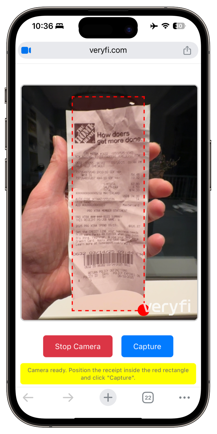 Veryfi Embedded on iPhone