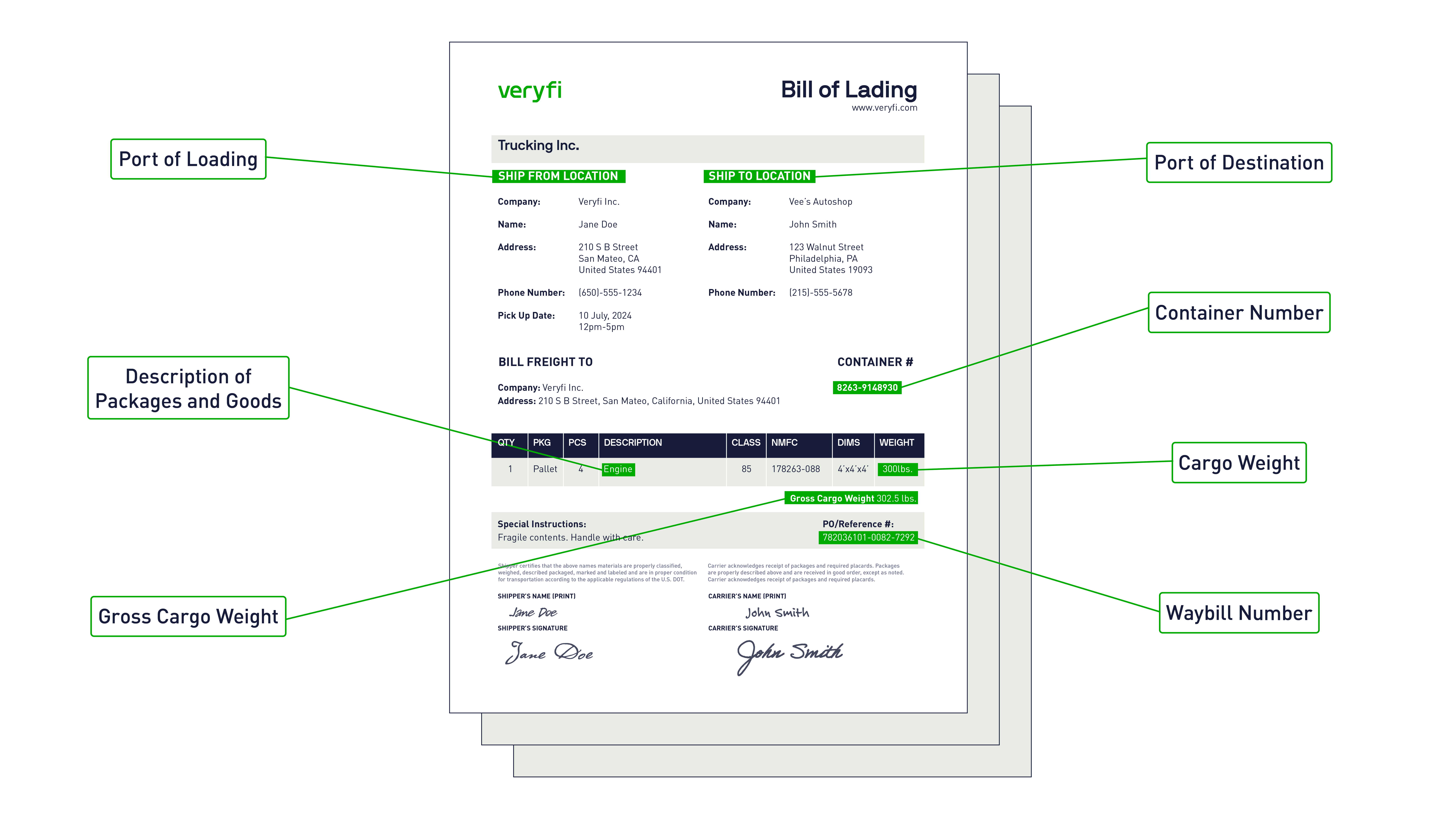 bill of lading parsed 