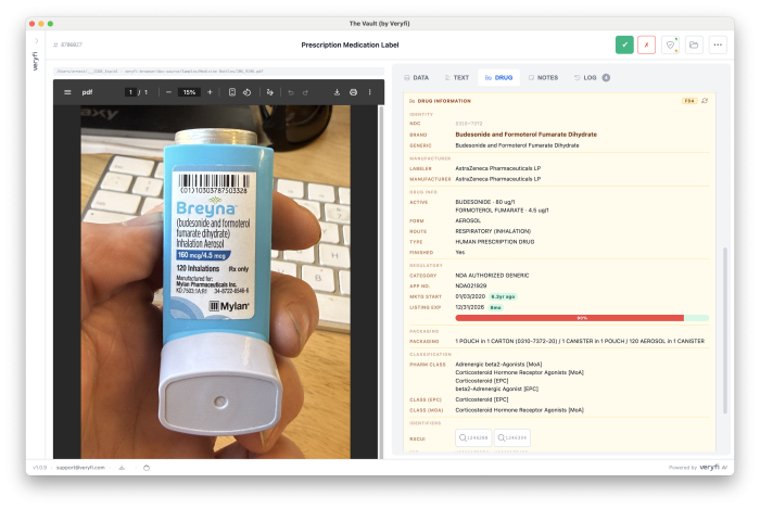 Veryfi Drug Data from FDA