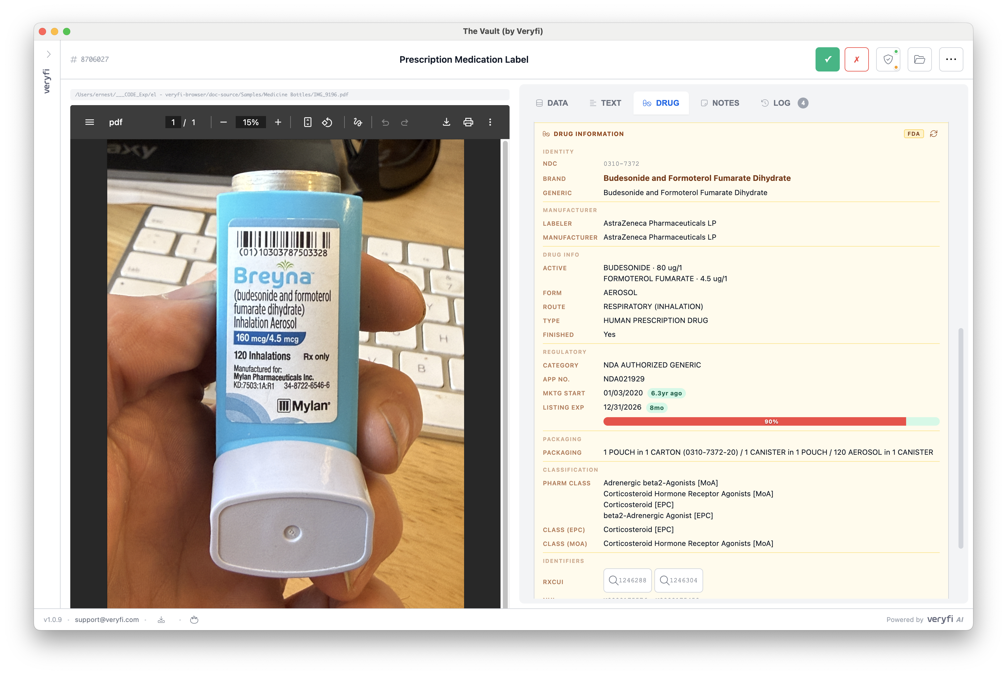 Veryfi Drug Data from FDA