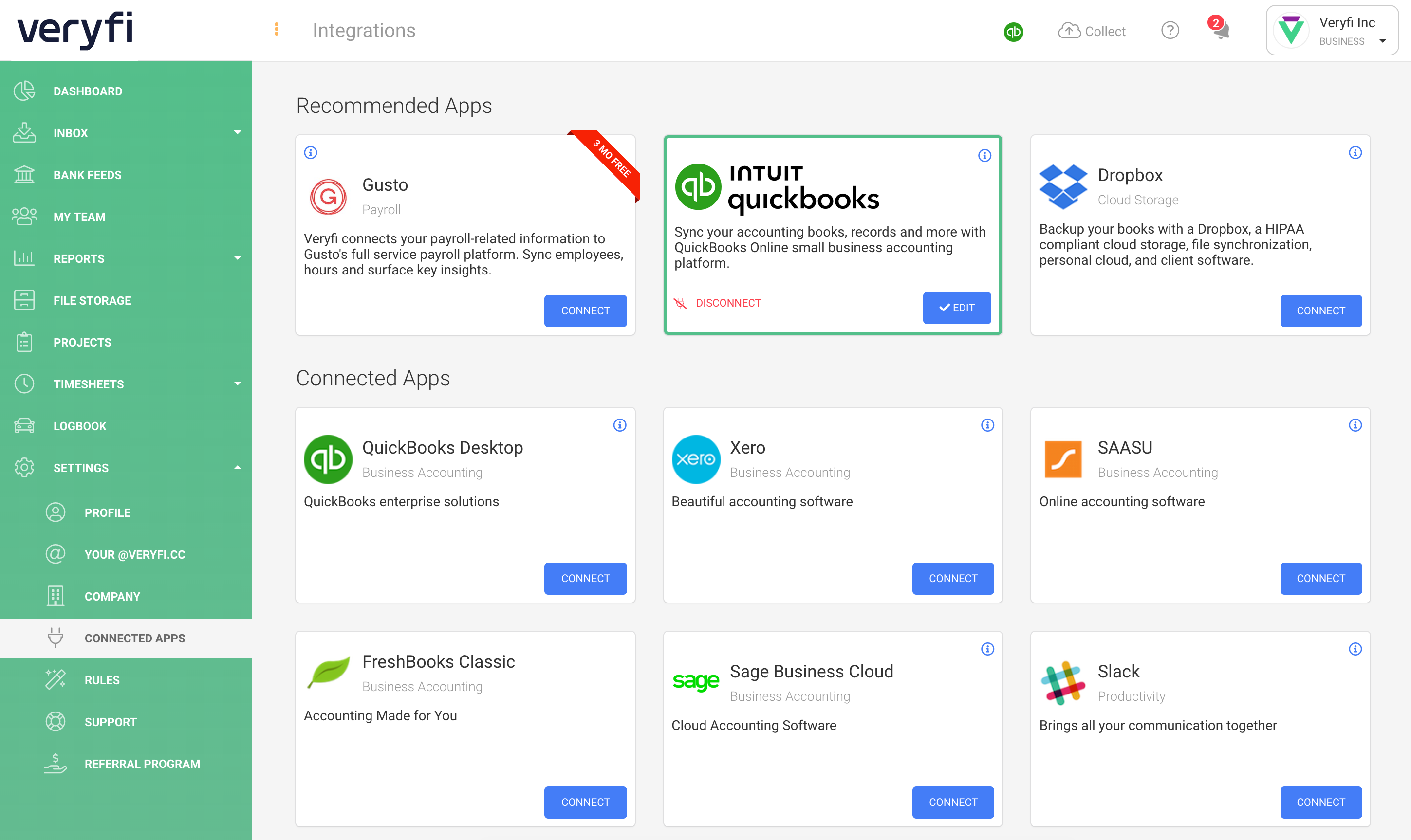 QuickBooks Online Connected App