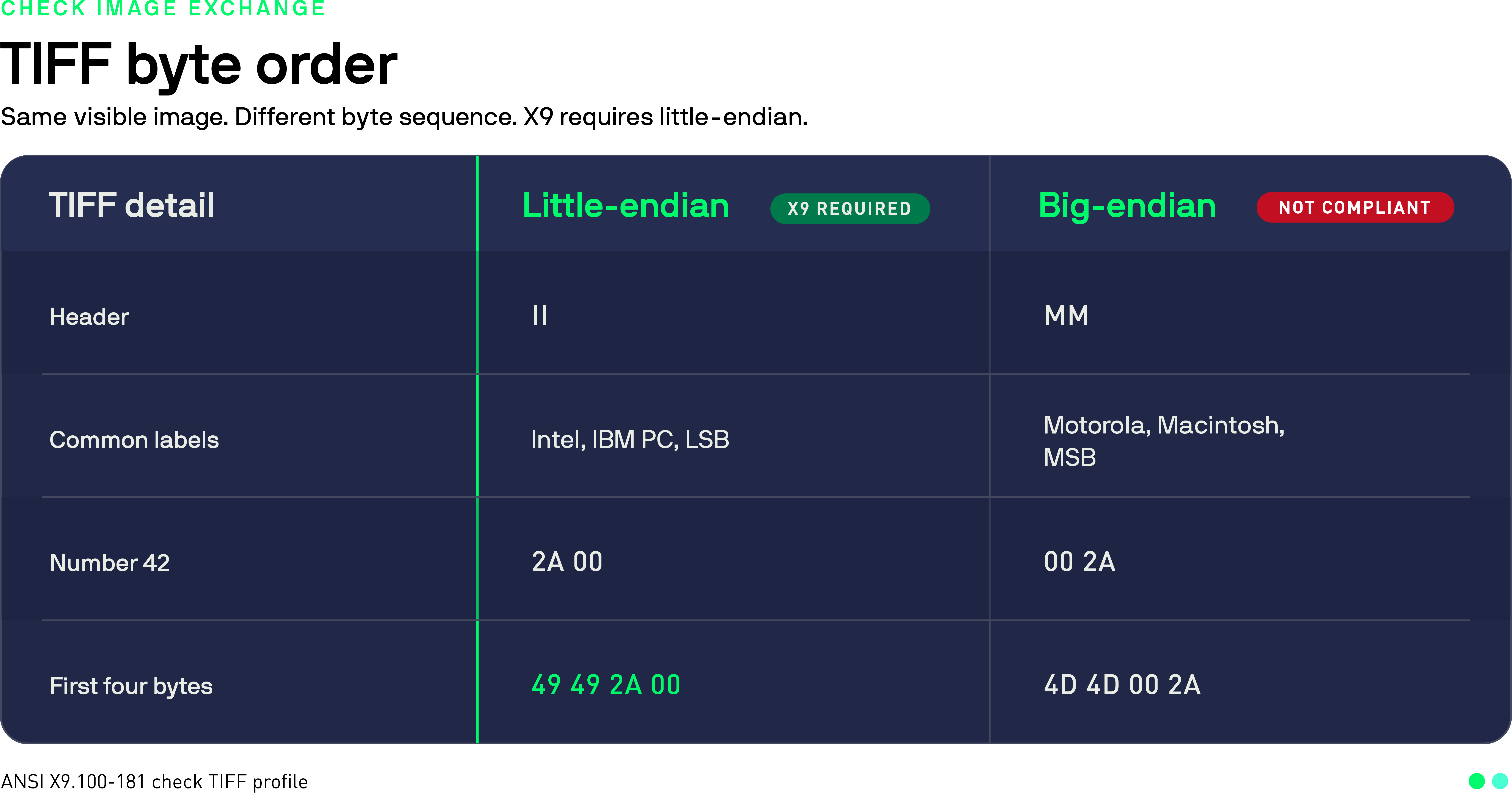 X9 TIFF validation byte order comparison